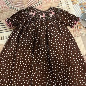 Smocked poodles polkadot dress 